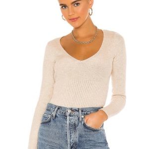 Song Of Style Umami Sweater Taupe V-Neck NWT